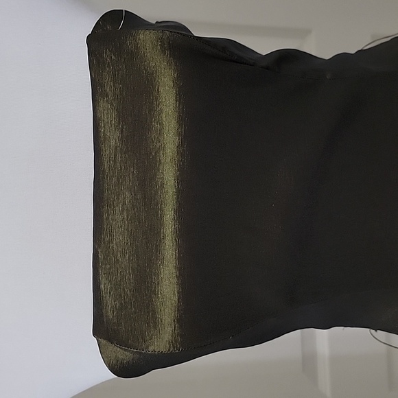 Jessica McClintlock Size 6 Metallic Olive Green Cocktail Satin Dress Gently Used - Picture 2 of 13